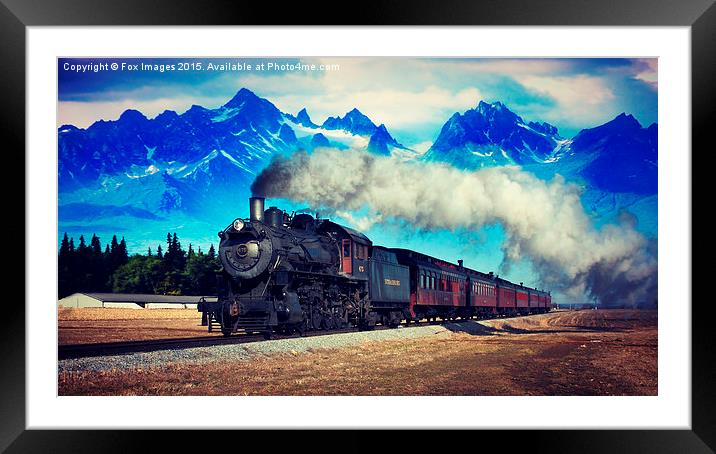  Steam train and mountains Framed Mounted Print by Derrick Fox Lomax