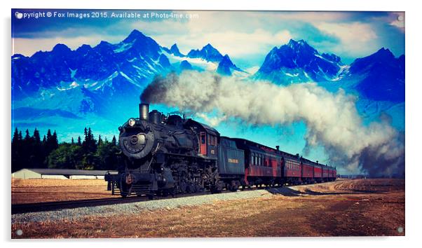  Steam train and mountains Acrylic by Derrick Fox Lomax