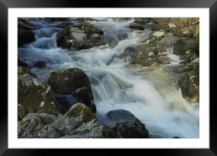  ROCKS AND WATER Framed Mounted Print by andrew saxton
