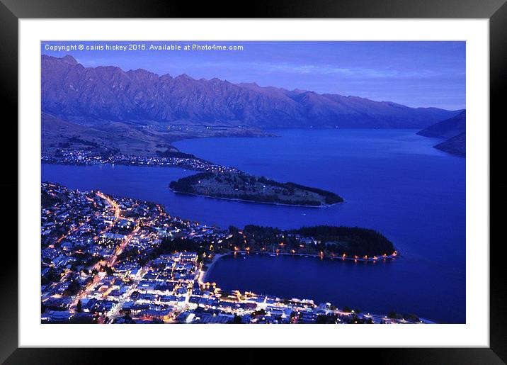 Queenstown at night Framed Mounted Print by cairis hickey