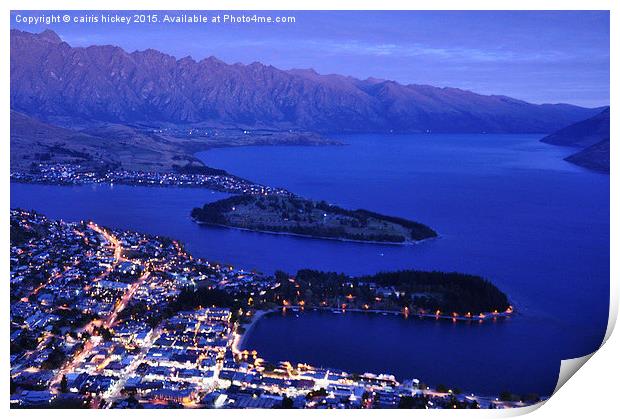 Queenstown at night Print by cairis hickey