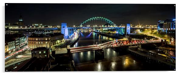 The Tyne Bridge Panoramic Acrylic by Dave Hudspeth Landscape Photography