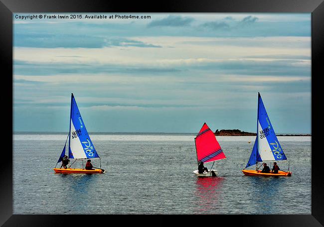 Three yachts manoeuvre off Hilbre Island Framed Print by Frank Irwin
