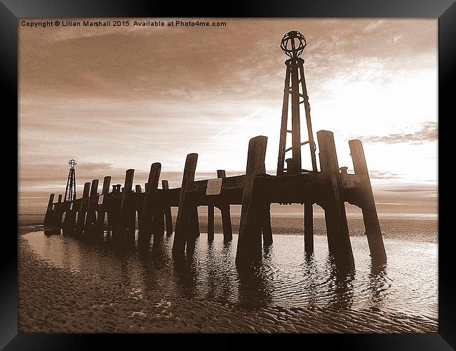 St Annes Pier in Sepia.  Framed Print by Lilian Marshall