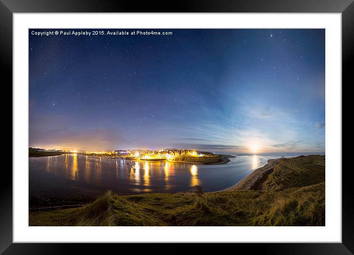   Moon Rising over Alnmouth - Panorama Framed Mounted Print by Paul Appleby