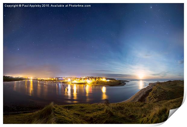   Moon Rising over Alnmouth - Panorama Print by Paul Appleby