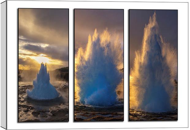  Geysir Triptych Iceland Canvas Print by Chris Thaxter