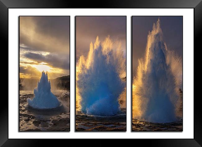  Geysir Triptych Iceland Framed Print by Chris Thaxter