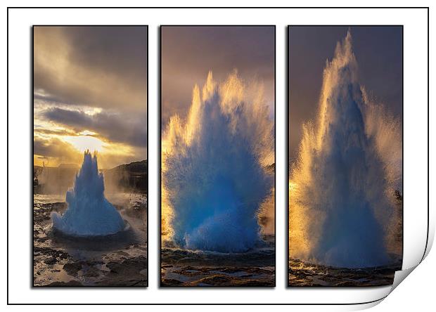  Geysir Triptych Iceland Print by Chris Thaxter