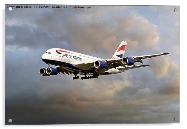 British Airways Airbus A380 Acrylic by Steve H Clark