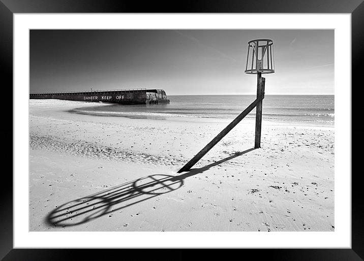 Beacon and shadow at Gorleston Framed Mounted Print by Stephen Mole