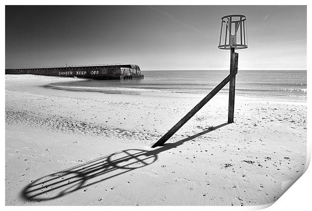 Beacon and shadow at Gorleston Print by Stephen Mole