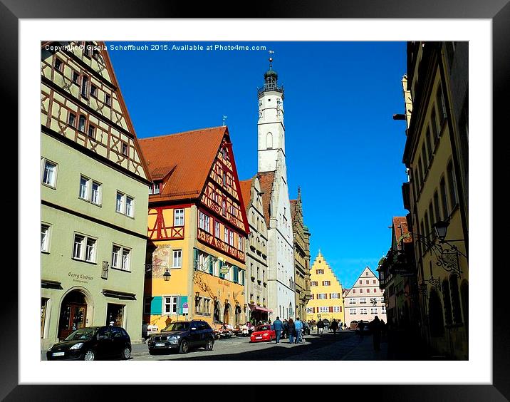  In the medieval centre of Rothenburg Framed Mounted Print by Gisela Scheffbuch