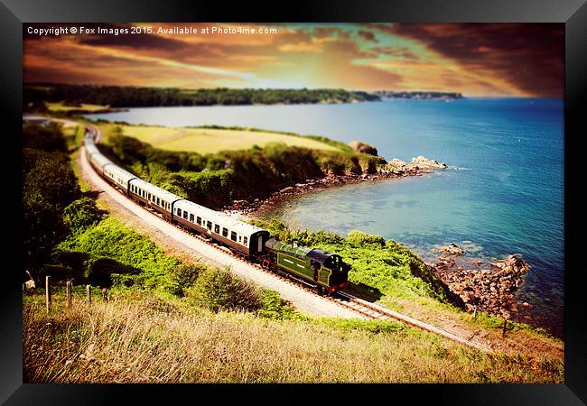  Steam train and the sea Framed Print by Derrick Fox Lomax