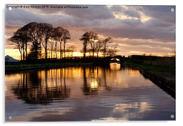 Sunset On The Lancaster Canal Acrylic by Gary Kenyon
