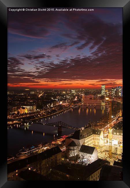 Main, Frankfurt, Eiserner Steg, River, Sunset Framed Print by Christian Dichtl