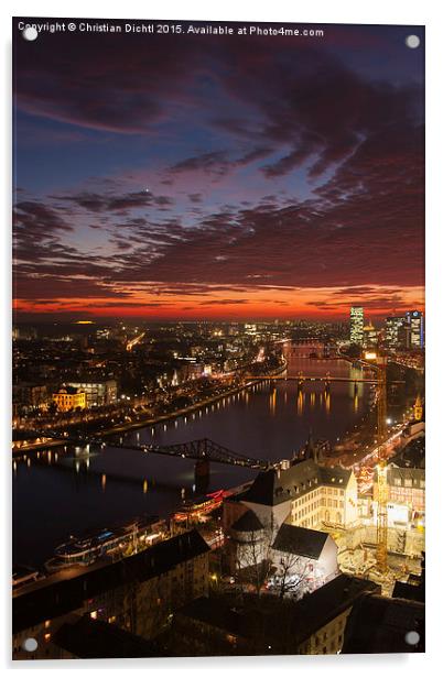 Main, Frankfurt, Eiserner Steg, River, Sunset Acrylic by Christian Dichtl