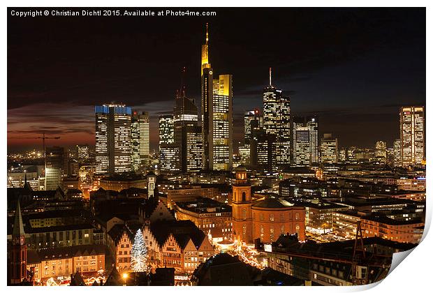  Frankfurt, Germany, Skyline Print by Christian Dichtl
