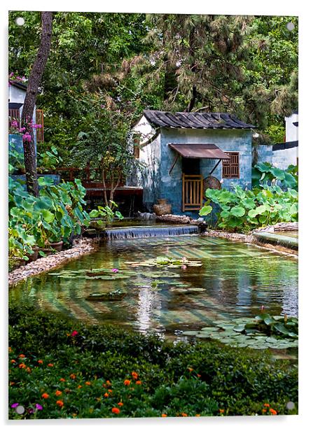 Chinese Pond Acrylic by Jim Leach