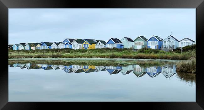  Beach huts reflected  Framed Print by Shaun Jacobs