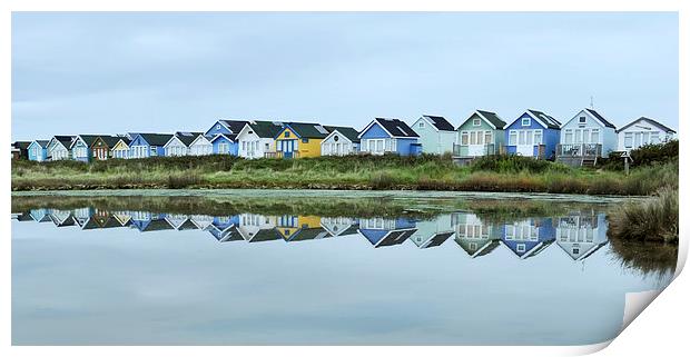  Beach huts reflected  Print by Shaun Jacobs