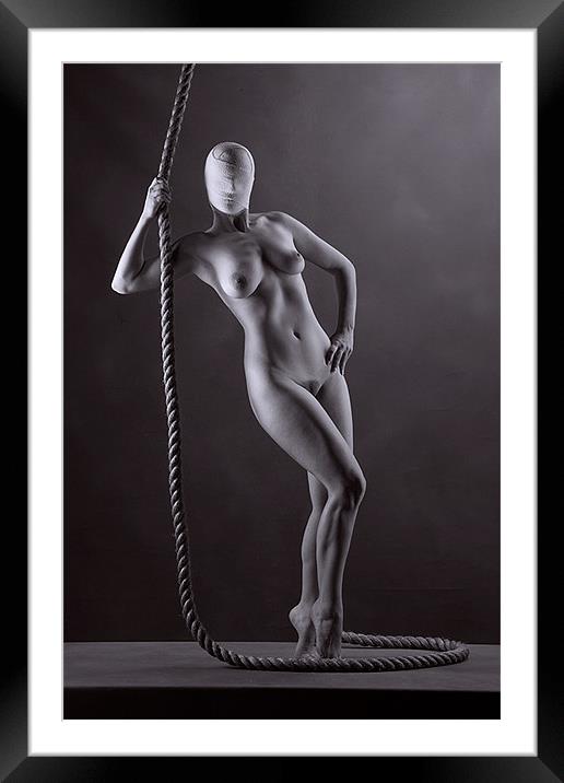 Nude with rope. Framed Mounted Print by David Hare