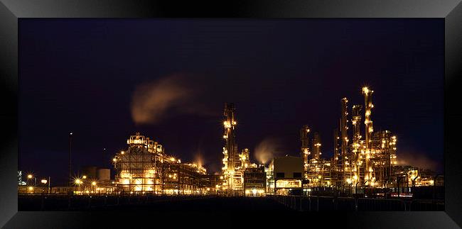 Grangemouth Oil Refinery at Night Framed Print by Maria Gaellman