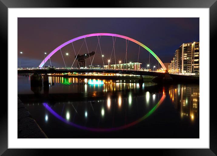 Glasgow Clyde Arc Bridge at Twilight Framed Mounted Print by Maria Gaellman