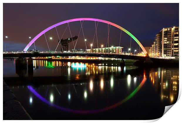 Glasgow Clyde Arc Bridge at Twilight Print by Maria Gaellman