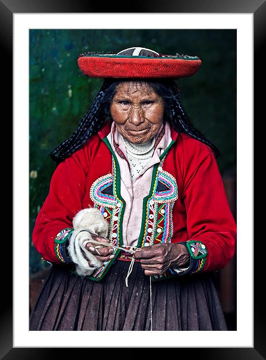 Peruvian woman weaving Framed Mounted Print by Kobby Dagan
