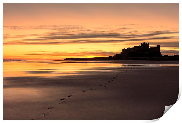  Bamburgh - Footprints Print by Northeast Images
