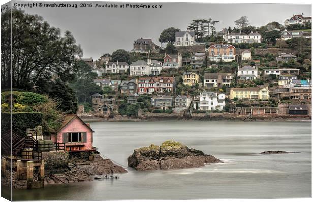 Pink House On The River Dart Canvas Print by rawshutterbug 