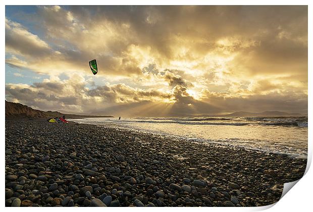 LLanddwyn Beach early morning surf. Print by Andy Evans