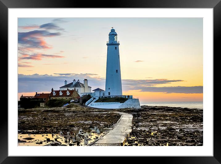 St. Mary's Lighthouse Standing Proudly Framed Mounted Print by Naylor's Photography