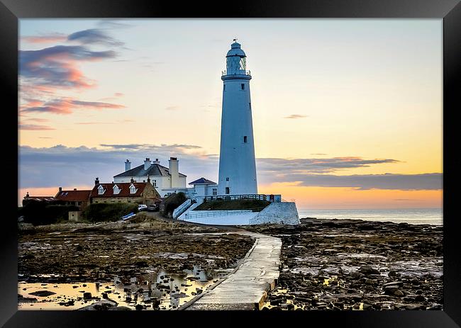 St. Mary's Lighthouse Standing Proudly Framed Print by Naylor's Photography