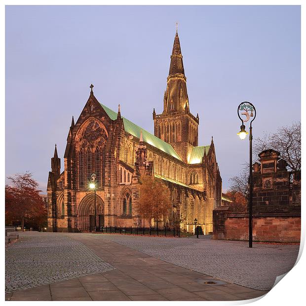 Glasgow Cathedral at Sunset Print by Maria Gaellman