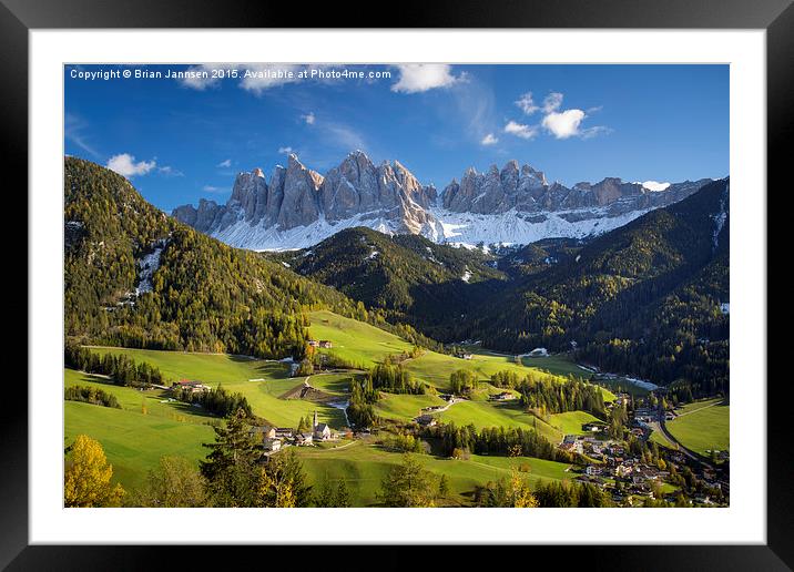  Val di Funes and the Dolomites Framed Mounted Print by Brian Jannsen