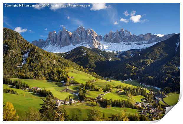  Val di Funes and the Dolomites Print by Brian Jannsen