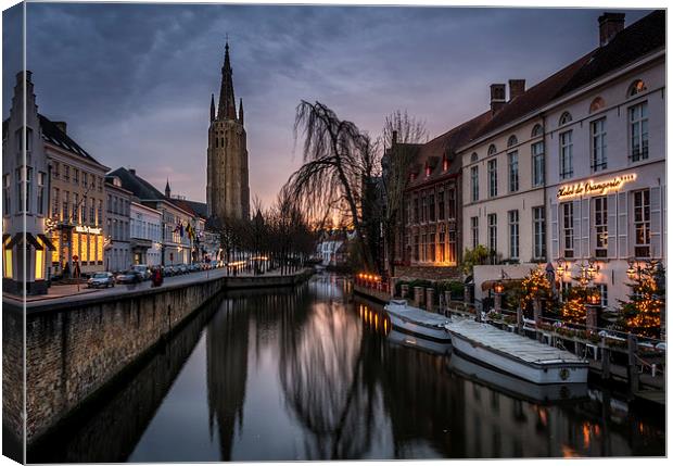  Christmas in Bruges Canvas Print by David Schofield
