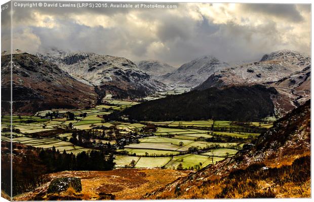   Borrowdale Valley in Winter Canvas Print by David Lewins (LRPS)