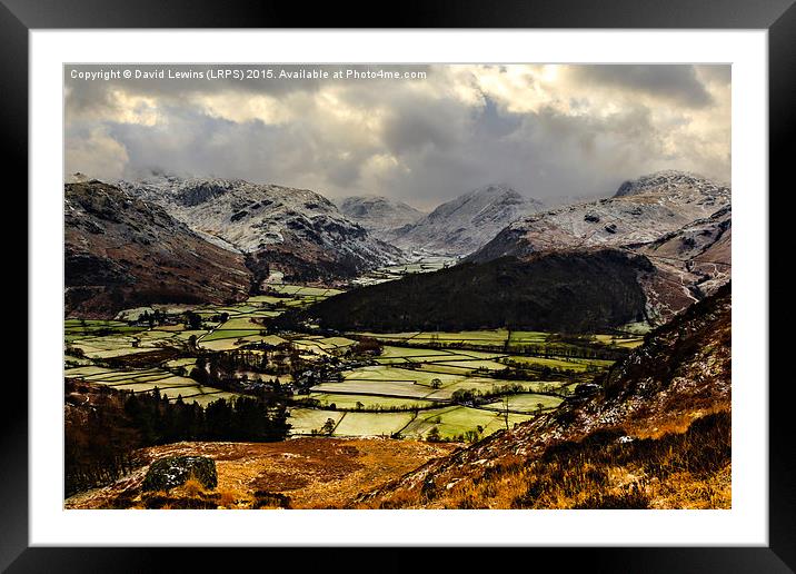   Borrowdale Valley in Winter Framed Mounted Print by David Lewins (LRPS)