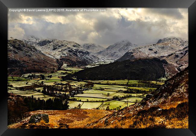   Borrowdale Valley in Winter Framed Print by David Lewins (LRPS)