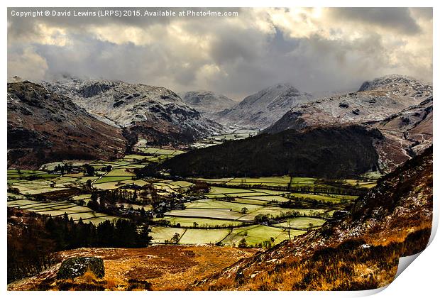  Borrowdale Valley in Winter Print by David Lewins (LRPS)