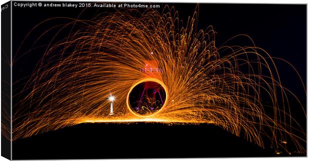 Wire Wool Spinning At Heard Groyne, South Shields Canvas Print by andrew blakey