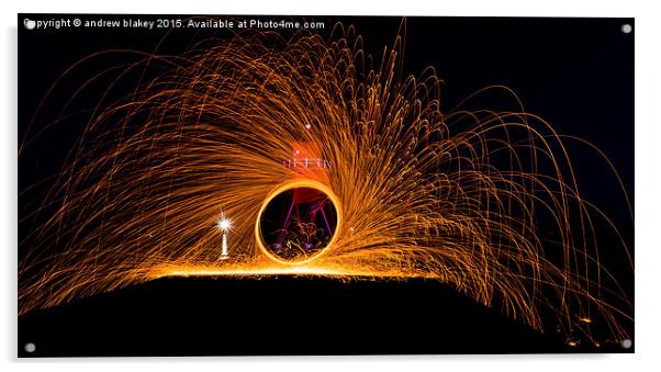 Wire Wool Spinning At Heard Groyne, South Shields Acrylic by andrew blakey
