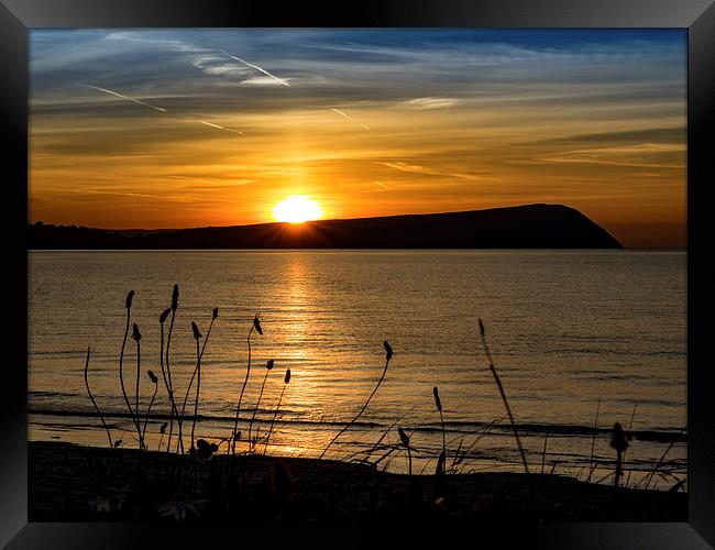 Sunset at Newport Beach, Pembrokeshire, Wales, UK Framed Print by Mark Llewellyn