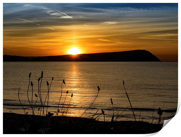 Sunset at Newport Beach, Pembrokeshire, Wales, UK Print by Mark Llewellyn