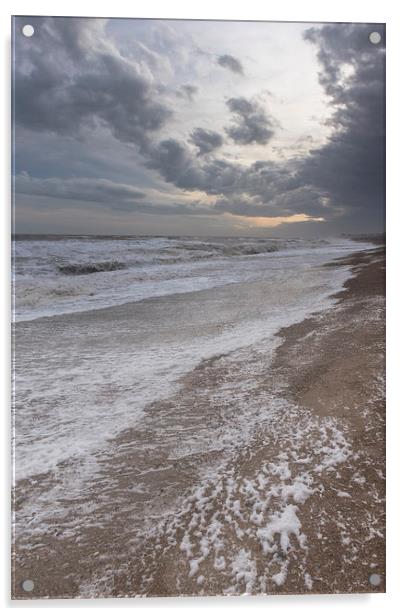 Storm Frank on Suffolk shoreline Acrylic by Gary Eason