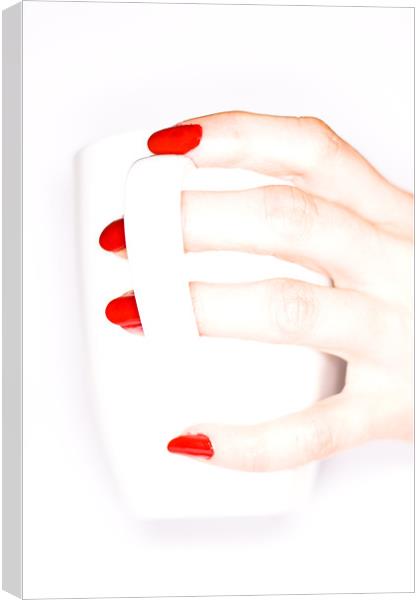 Female hand holding a white cup Canvas Print by Gabor Pozsgai