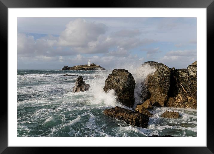  Godrevy Lighthouse, St Ives Bay, Cornwall Framed Mounted Print by Brian Pierce